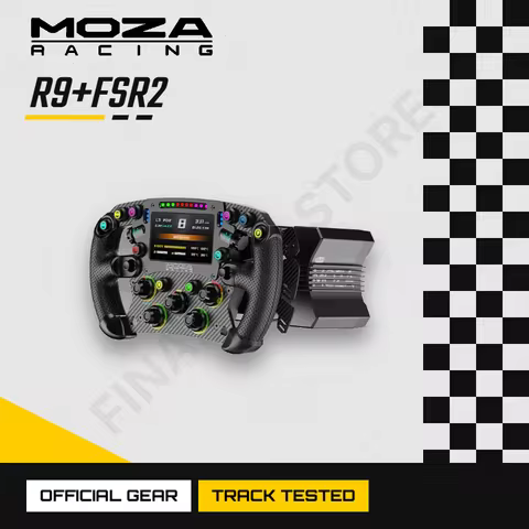 MOZA Racing R9 V3 and FSR2 Steering Wheel 280mm Formula Sim Racing PC Wheel HD Touchscreen Carbon Fi