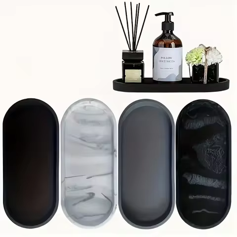 1PC Oval Silicone Bathroom Counter Tray 9.84 Inch (Approx. 25cm) Flexible Kitchen Soap Tray