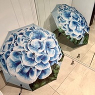 藍色手繪水彩繡球花雨傘 Blue Watercolour Hydrangea Print Folding Umbrella