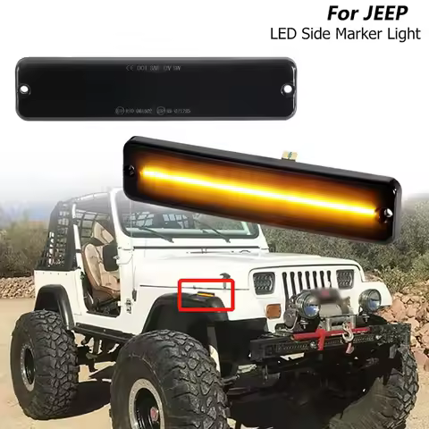 Amber LED Side Marker Lights Smoked LED Front Fender Bumper Clearance Light For Jeep Wrangler YJ 198