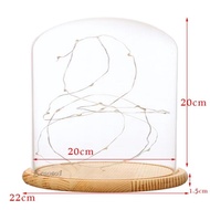 [Kesoto1] Wooden Base Clear Jar Bell Cloche with LED Fairy Lights Bedroom Decor