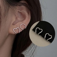 1 Pcs Korean Version Simple Peach Heart Shape Ear Clip/ Hollow Geometric Titanium Steel Earrings/ Ladies Statement Jewelry Gift