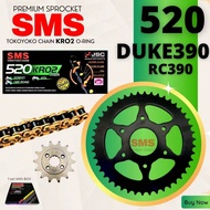 KTM DUKE390 DUKE 390 RC390 SMS SPROCKET SET ADVENTURE 390 T 6HOLE 520 KRO2 ORING CHAIN YTX9 RK RKM D