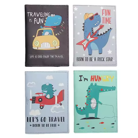 Cartoon dinosaur printed Passport Holder PU Leather Waterproof Passport Covers ID Card Holder passpo