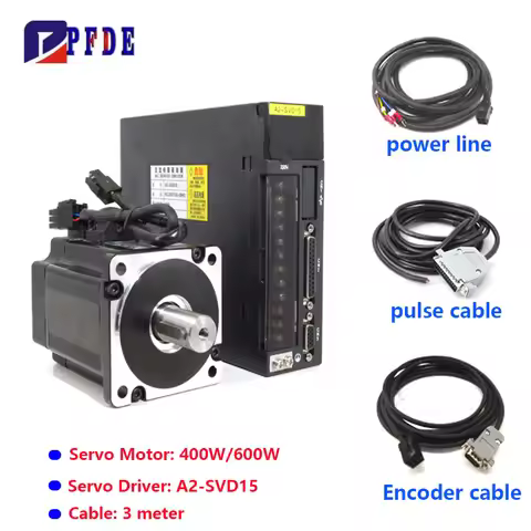 60st 400W 600W Magnetic Servo Motor AC 220V 1.27N.m 1.9N.m 3000rpm with A2-SVD15 Driver and Cable ki