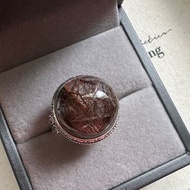 紅銅鈦髮晶 銀戒