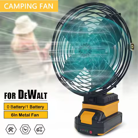 6 Inches Camping Fan 10000/20000mAh Outdoor Fishing Wireless Desktop Portable Metal Fan Strong Wind 