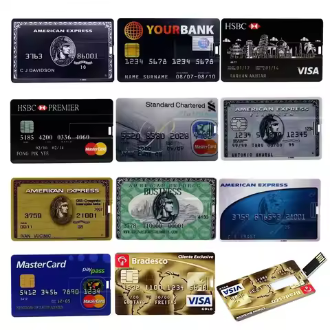 Bank Credit Card USB Flash Drive 128GB 256GB Pendrive 64GB 32G16G8G Visa Card Memory Stick U Disk Pe