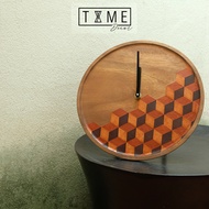 นาฬิกาแขวนผนัง นาฬิกาตั้งโต๊ะ 2 in 1 แนว minimal  รุ่น prism นาฬิกาไม้ ทำกราฟฟิคด้วยหนังแท้ ขนาด 10" เครื่องเดินเรียบ