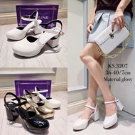 7cm heel glossy material ks.3207 / 7cm chungky heel