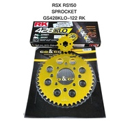 RS150 RSX Sprocket 428 ORing Gold RK Full set Gold GS428KLO 428KLO RK GONGO SPROCKET GOLD 428