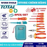 TOTAL TOTAL TOTAL Set of 9 insulated hand tools THKIST3092