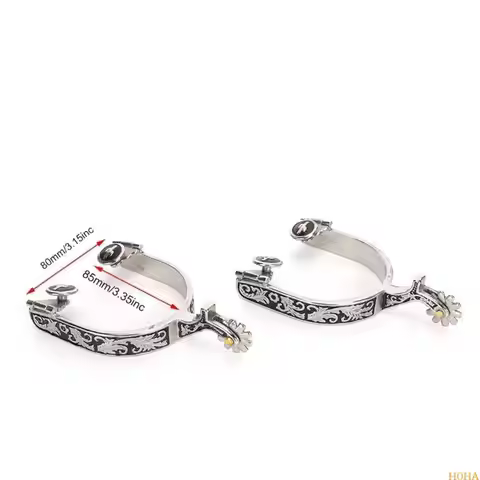 N0HA Western Cowboy Spur with Rowel Stainless Steel Horse Boot Spur Decoration