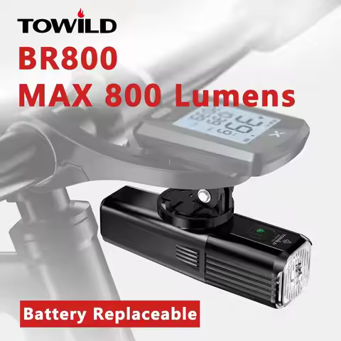 TOWILD BR800 Bike Light TypeC 18650 2000mAh Battery Changeable LED MTB Front Lamp Headlight Aluminum