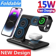 15W Wireless Charger 3 in 1 For iPhone 14 13 12 Pro Max 11 X 8 Fast Charging Dock Station For Apple Watch 8 7 6 Chargers Stand