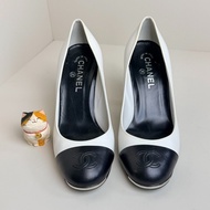 【黑白經典配色🖤🤍優雅淑女✨性價比極高】Chanel雙C高跟鞋