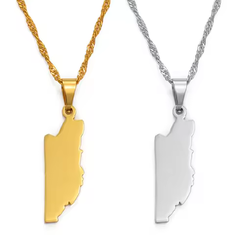 Anniyoc Belize Map Pendant & Necklaces for Women Silver Color/Gold Color Charm Belize's Maps Jewelry