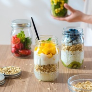 Mason Jar Glass Sealed Jar Overnight Oats Cup Breakfast Smoothie Juice Drink Cup Pickle Jar Fermenta