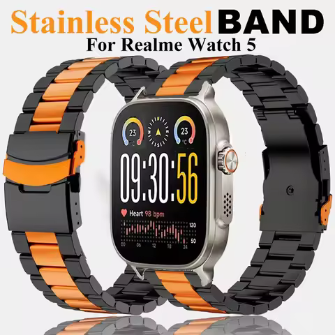 22mm Stainless Steel Strap For Realme Watch 5 Metal Luxury Watchband For Realme Watch S2/Realme S SP
