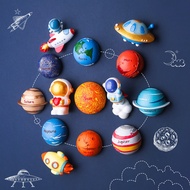 Happy Space Planet Astronaut Refrigerator Stickers Solar System Decoration Space Planet Magnet Magne