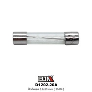D1202-20A Fuse Tube 20 AMP [6.2x30 mm.] 1 Box Contains 100 Tubes.