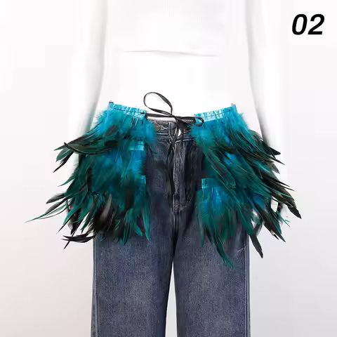 Festival Feather Skirt Punk Gothic Style Music Y2k Skirts Hand-Stitched Design Makeup Ball Stage Per