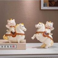 (A0519) JEEA | Riding Horse Smiling Cat Decoration | Cute 2026 Chinese New Year luxury horse decorat