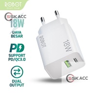 Robot RT-F02 18W Dual Port Quick Charging QC3.0 PD USB C Charger Adapter