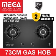 EF EFH7620TN VGB 73CM 2 BURNER GLASS GAS HOB