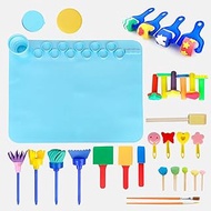 Silicone Painting Mat for Kids, Paint mat, Art mat, Craft mat, Painting Station for Kids, Painting Mats for Kids, Silicone Art Mat, Silicone Mats for Crafts, Silicone Craft Mat, Artist Pad. (Blue)