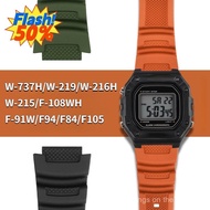YIFILM Rubber Watchband Chain For Casio G-shck W-737 W737H F-91W F91W/F94/F84/F105 F-108WH W-219 Sil