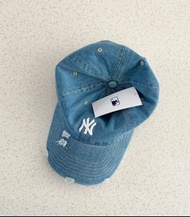 MLB Demin Cap 復古刺繡洗水牛仔破洞棒球帽 鴨舌帽