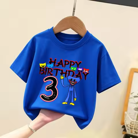 Game Poppy Playtime Number T Shirt Huggy Wuggy Birthday Clothes Short Sleeve Cotton Tee Shirt Cartoo