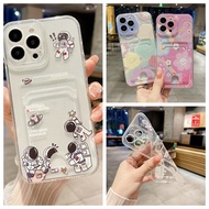 Compatible For Huawei Y9 Y7 Y6 Pro Prime 2018 2019 Y8S 2020 Phone Case With Wallet Holder Card Back Cover Soft Astronaut Smile Flower Couple Mobile Cases Card Casing