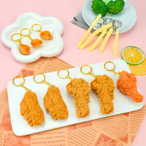 Fried Chicken Simulation Food Keychain French Fries Drumstick Chicken Nuggets Key Chain Restaurant C