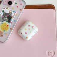 amuse.stuff-AirPods Case – Button Pop (Add Glitter) Clear Airport With Printed Pattern With Glitter 