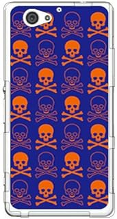 SECOND SKIN Skull Navy x Orange (Soft TPU Clear) / for Xperia J1 Compact D5788/MVNO Smartphone (SIM 