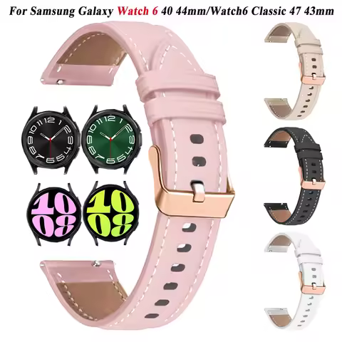 Sport Leather Straps For Samsung Galaxy Watch 6 44mm 40mm Replacement 20mm Watch Band Bracelet Galax