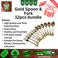 JCF KITCHEN STORE | Luxury 24K Gold Spoon and Fork Set - Elegant Gold Cutlery for Fine Dining