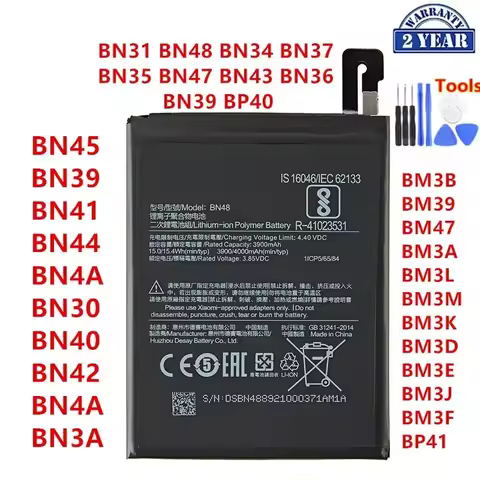 Brand New For Xiaomi BN45 BN41 BN44 BN4A BN31 BN40 BN42 BN4A BN48 BM3B BM39 BM47 BN47 BM3L BM3M BN35