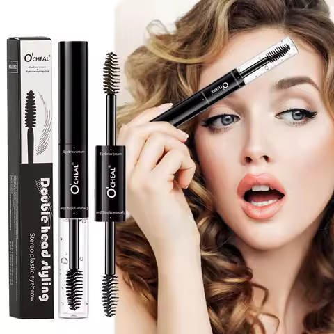 O'cheal 2 In 1 Mascara Double Head Black Curled Lashes Mascara Eyebrow Styling 3D Feathery Wild Brow