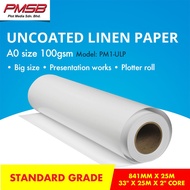 PM1-ULP A0 SIZE (2") UNCOATED LINEN PAPER (100GSM) 841MM x 25M 33" X 25M X 2" CORE