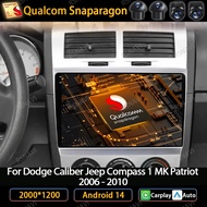 Android 14 Carplay Auto For Dodge Caliber Jeep Compass 1 MK Patriot 2006 - 2010 Car Radio Multimedia
