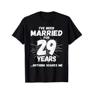 Couples Married 29 Years-Funny 29th Wedding Anniversary T-shirt-Plain t-shirt-Strong Stitching for L