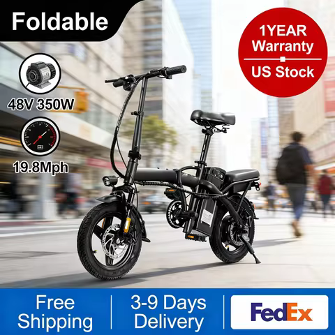 HEZZO T2 Folding Electric Bike with Basket for Grocery Runs 48V 350W 20MPH 14 Inch Free Shipping
