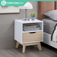Furniture Direct SOVAN 1 Drawer Bedside Table Side Table-Oak+White