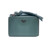 二手FENDI Selleria Peekaboo Micro L-Zip 三折錢包 (8M0499)，藍色。