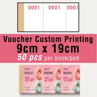 9cm x 19cm Custom Printing coupon voucher Book & Perforation Ticket Promotion Gift Card (50pcs/book)