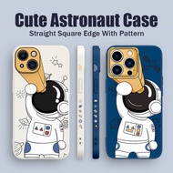 Crashstar Cute Telescope Astronaut Square Straight Edge Phone Case for iPhone 14 13 12 11 Pro Max Mi