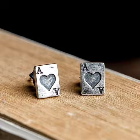 Retro Ace of Spades Earings For Men Women Punk Gothic Hiphop Zinc Alloy Stud Earings Good Luck Jewel